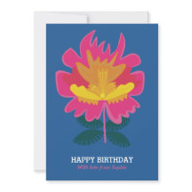 Blått blommigt, modernt födelsedagskort för söt el