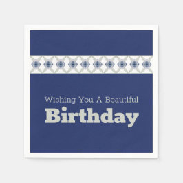 Blått Blommigt, mönstrad accent Pappersservett