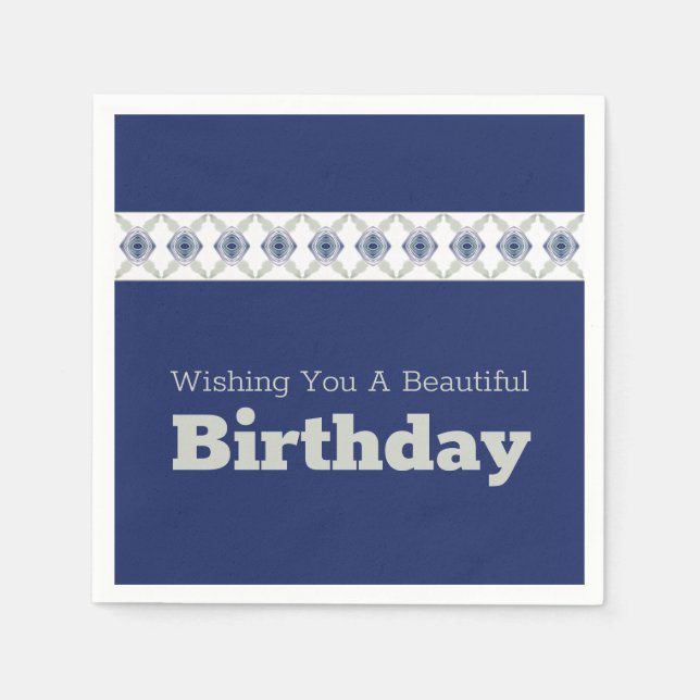 Blått Blommigt, mönstrad accent Pappersservett (Framsidan)