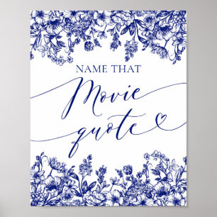Blått Blommigt Namn som visar filmoffertskylt Poster