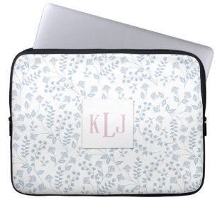 Blått Blommigt Neoprene Laptop sleeve 13 tum
