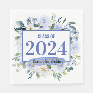 Blått Blommigt Ro Studenten år Pappersservett