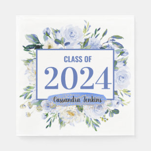 Blått Blommigt Ro Studenten år Pappersservett