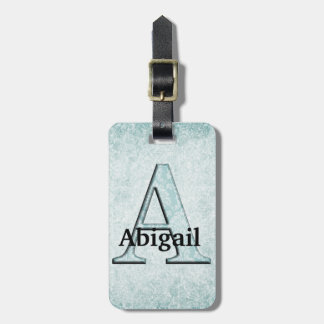 Blått Blommigt Skriv ut initialer-gåvor i monogram Bagagebricka