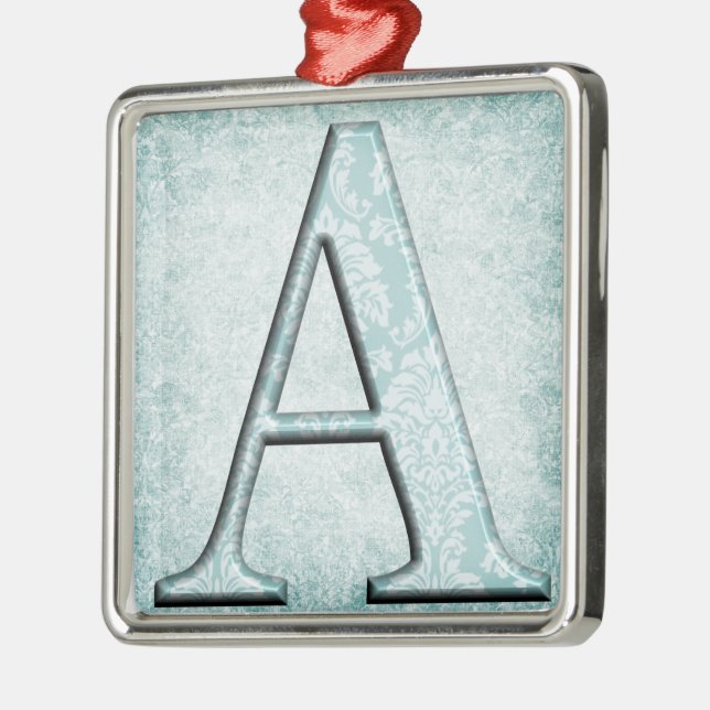 Blått Blommigt Skriv ut initialer-gåvor i monogram Julgransprydnad Metall (Vänster)