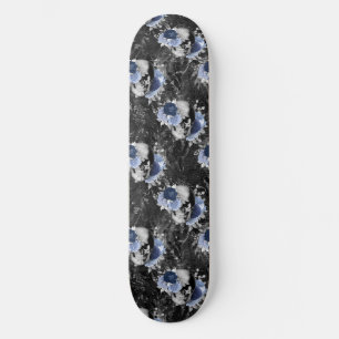 Blått Blommigt - skullseriedesign 1 Mini Skateboard Bräda 18,5 Cm