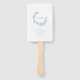 Blått Blommigt Utandning Monogram Bröllopsprogram