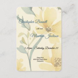 Blått Blommigt, vattenfärg för Butter-Gult, Blek Tilläggskort