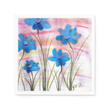 Blått Blommigt vattenfärg