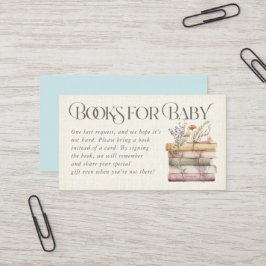 Blått Blommigt vattenfärgsBokar för Baby-kort Visitkort