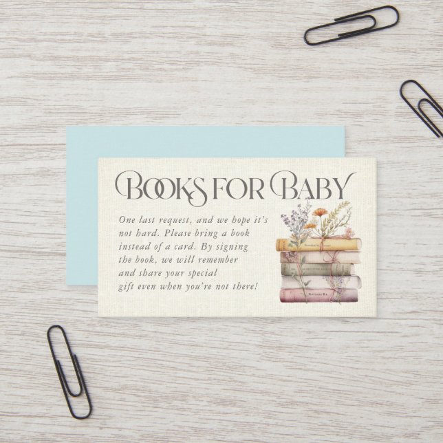 Blått Blommigt vattenfärgsBokar för Baby-kort Visitkort (Fram/Back In Situ)