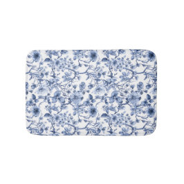 Blått Blommigt Vintage Toile Mönster Badrumsmatta