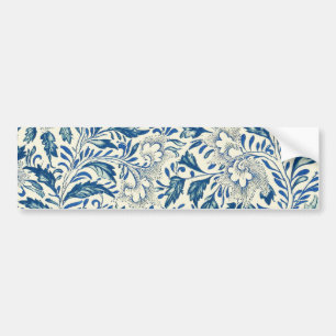 Blått Blommönster Antique Asian Design Bildekal