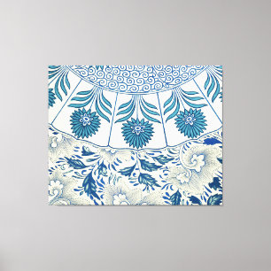 Blått Blommönster Antique Asian Design Canvastryck