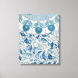 Blått Blommönster Antique Asian Design Canvastryck