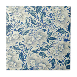 Blått Blommönster Antique Asian Design Kakelplatta