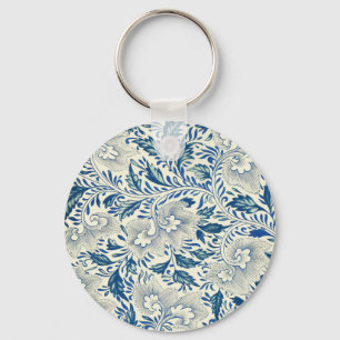 Blått Blommönster Antique Asian Design Nyckelring