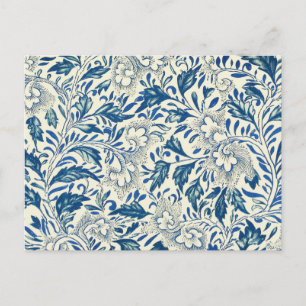 Blått Blommönster Antique Asian Design Vykort