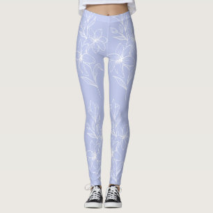 Blått Blommönster Leggings