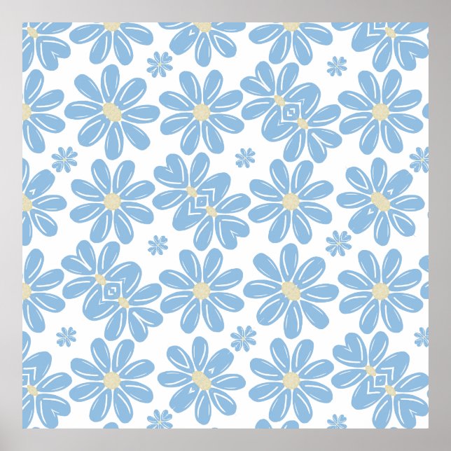 Blått Blommönster - Poster (Framsidan)