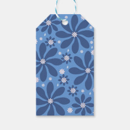 Blått Blommönster - Snyggt Acces Presentetikett
