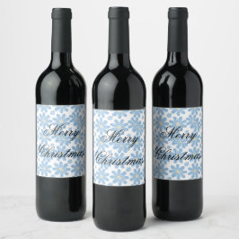 Blått blommönster - vintetiketter vinflaska etikett