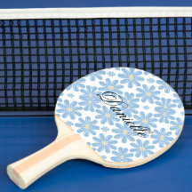 Blått blommotiv - Anpassad pingisracket