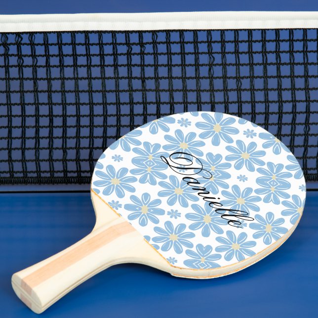 Blått blommotiv - Anpassad pingisracket (Insitu)