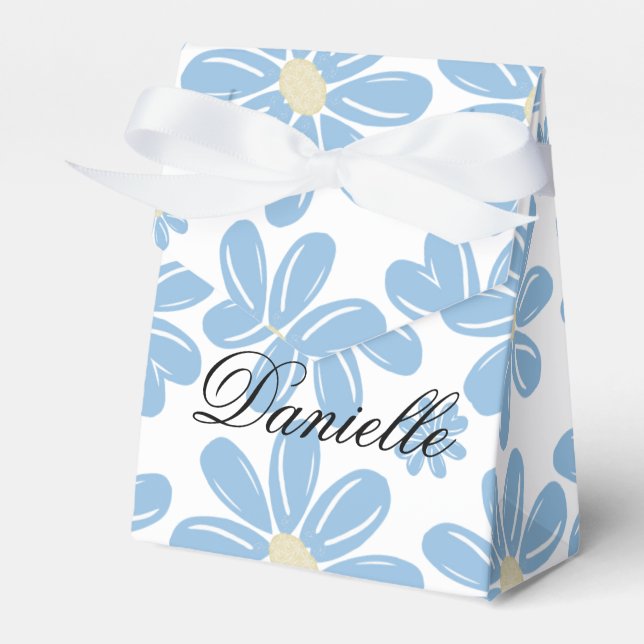 Blått blommotiv - Personlig presentförpackning Presentaskar (Framsidan Sidan)