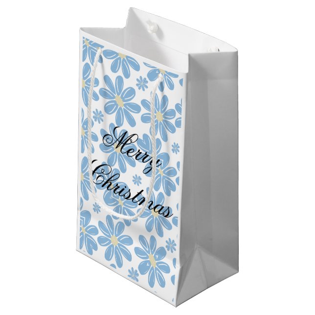 Blått blommotiv - Personlig presentpåse (Framsidan Vinklad)