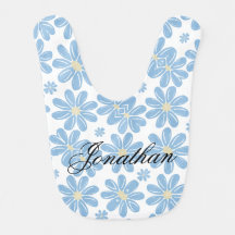 Blått blommotivet - Personlig babyspottlapp