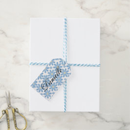 Blått blommotivet - Personliga presentkort Presentetikett