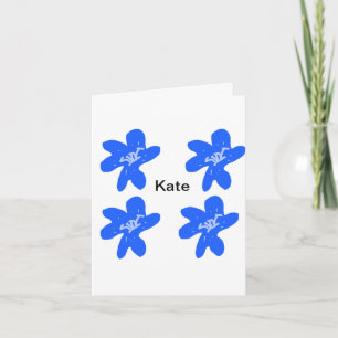 Blått blomster Mönster vattenfärg lägg till namn t Kort