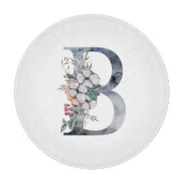 Blått blomstermonogram initial B