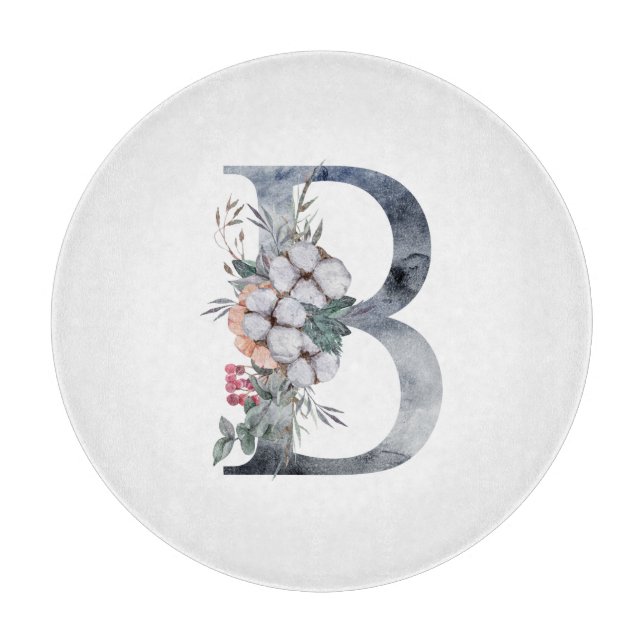 Blått blomstermonogram initial B (Framsidan)