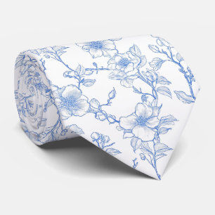 Blått blomstermönster tyg slips