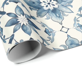 Blått blomsterplattformspresentpapper presentpapper