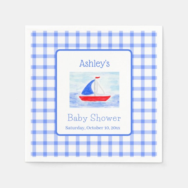 Blått bockschysch för vattenfärgsfartyg, babykläde pappersservett (Framsidan)