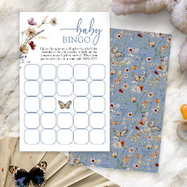 Blått Boho Babybingo-spel