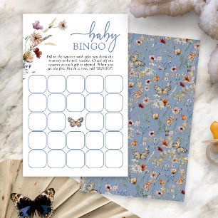 Blått Boho Babybingo-spel