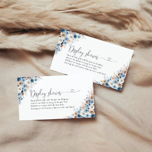 Blått Boho Blommigt Baby Shower-Visning-kort Tilläggskort