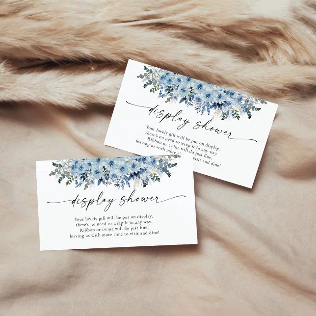 Blått Boho Blommigt Baby Shower-Visning-kort Tilläggskort (Skapare uppladdad)