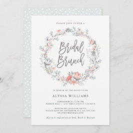 Blått Boho-inbjudan till botaniska Möhippan Brunch Inbjudningar