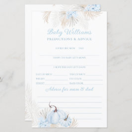 Blått Boho Pumpkin Baby-förutsägelsespel