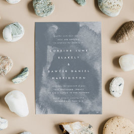 Blått Boho Watercolor-bröllop - inbjudan