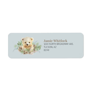 Blått Boho Winter-Polar Bear Return-adressetikett Returadress Etikett