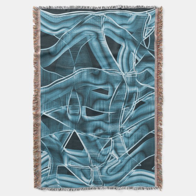 Blått böjt överlappande band markerat med relief filt (Framsidan Vertikal)