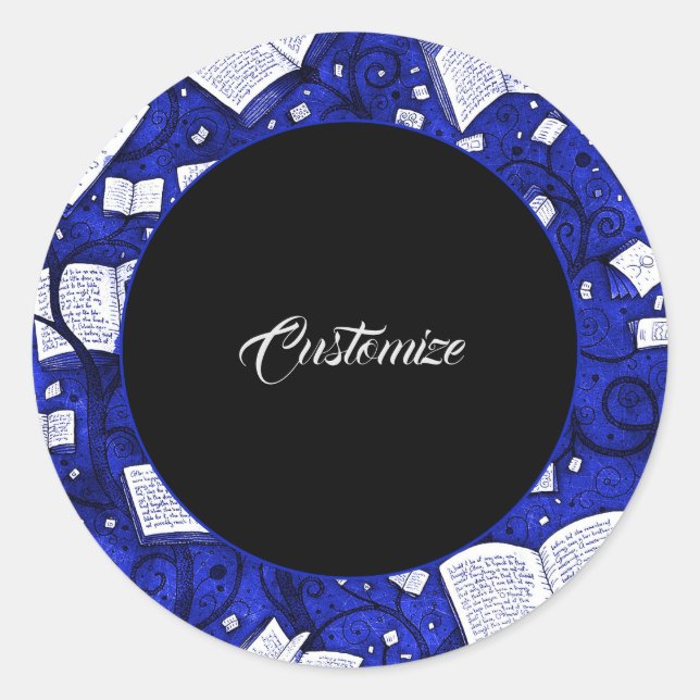 Blått Bokar-bakgrund Runt Klistermärke (Framsida)