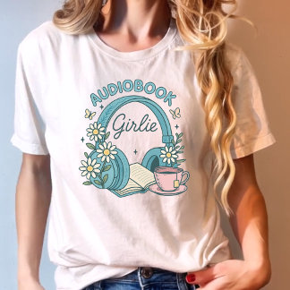 Blått Bokar och hörlurar för Flickaktigt av ljudbö T Shirt