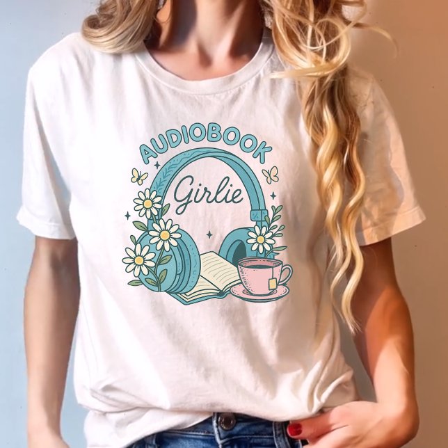 Blått Bokar och hörlurar för Flickaktigt av ljudbö T Shirt (Skapare uppladdad)